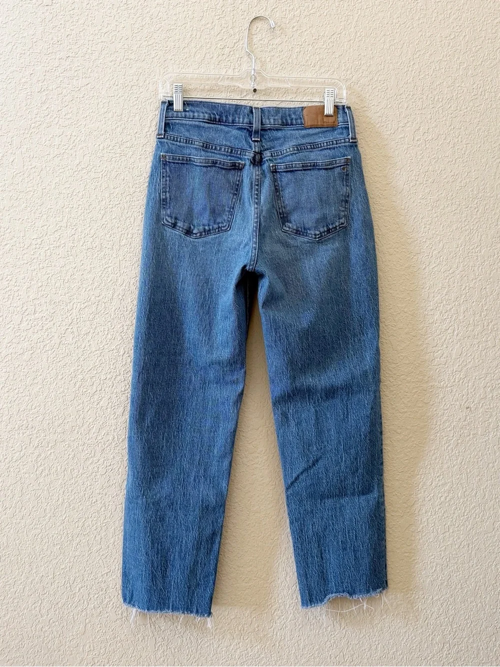 Madewell Jeans The Mid Rise Perfect Vintage Crossover Zipper Raw Hem Blue 27